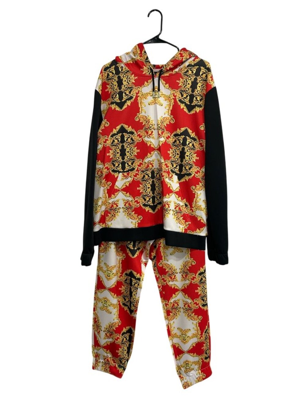 G-Net XXL Baroque Print Hoodie Jogger Pant Tracksuit Set Old Money Maximalist